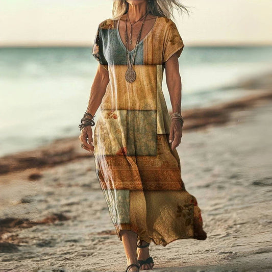Drusilla – Bohemian maxi jurk met v-hals voor dames