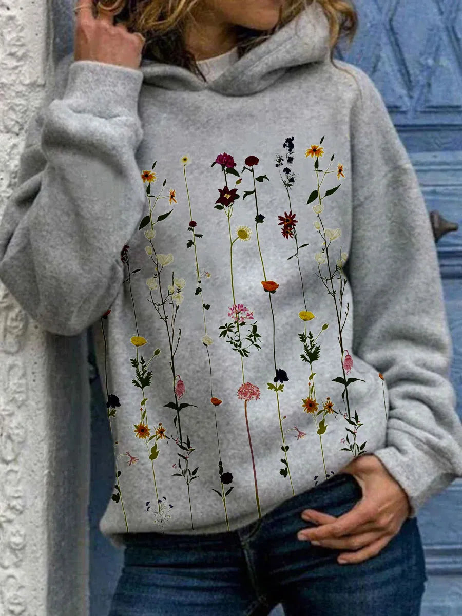 Nya - Warme relaxed fit sweater met bloemenprint