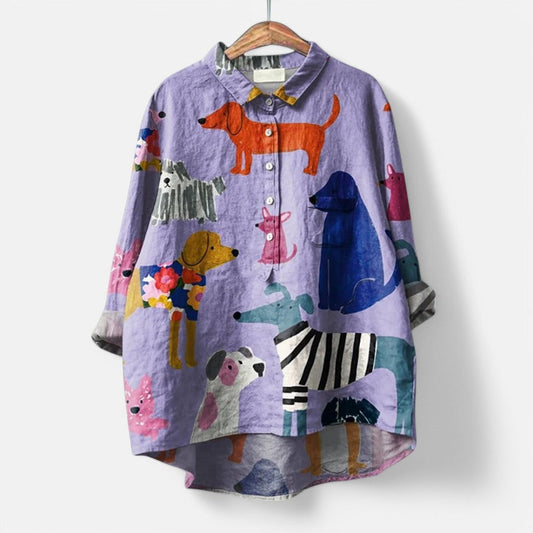 Maira - Oversized blouse met hondenprint voor dames