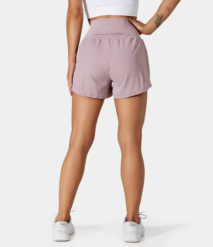 Dora - Dames sportshort met hoge taille en binnenbroek met zak