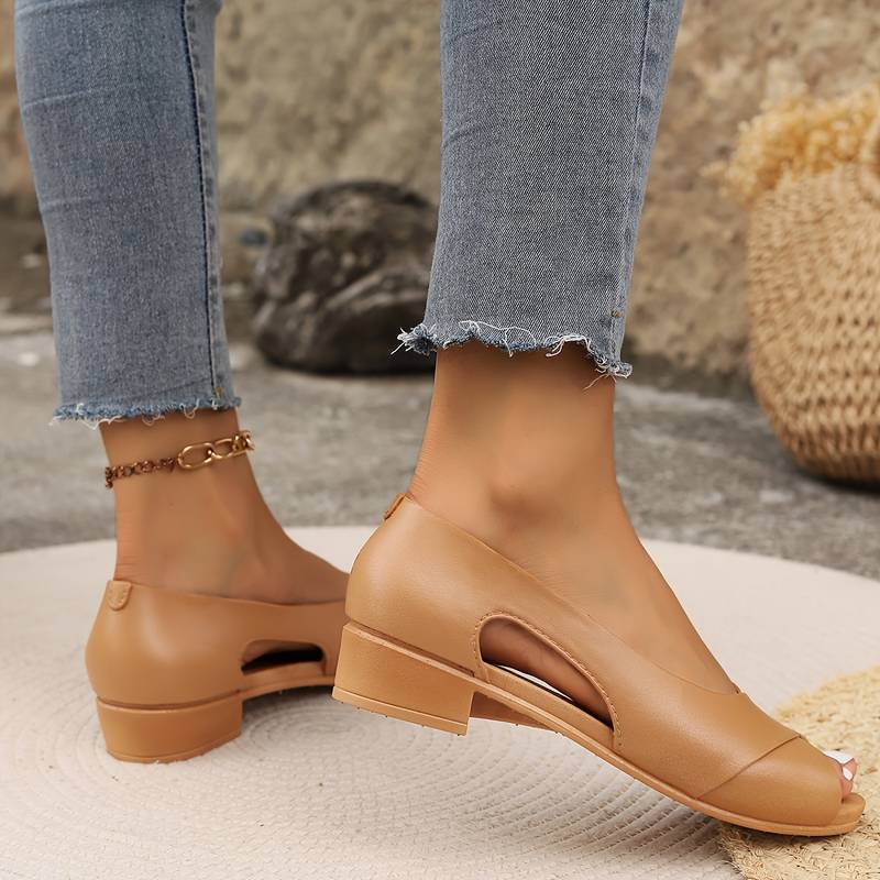 Soledad - Open peep-toe instapschoenen met lage hak voor dames