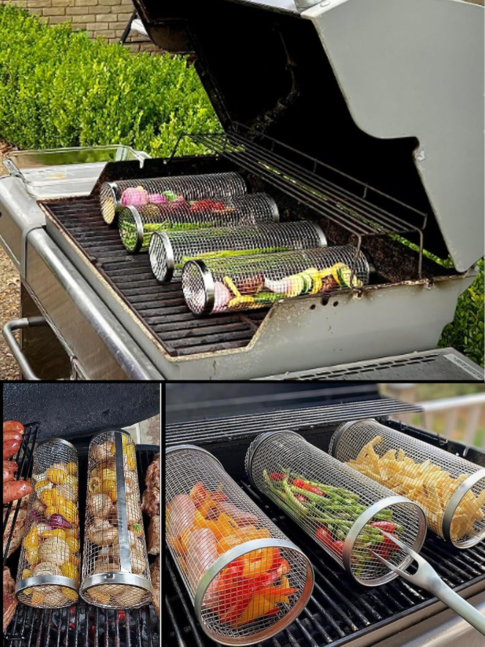 Roterende BBQ-mand voor kleine ingrediënten 2 stuks