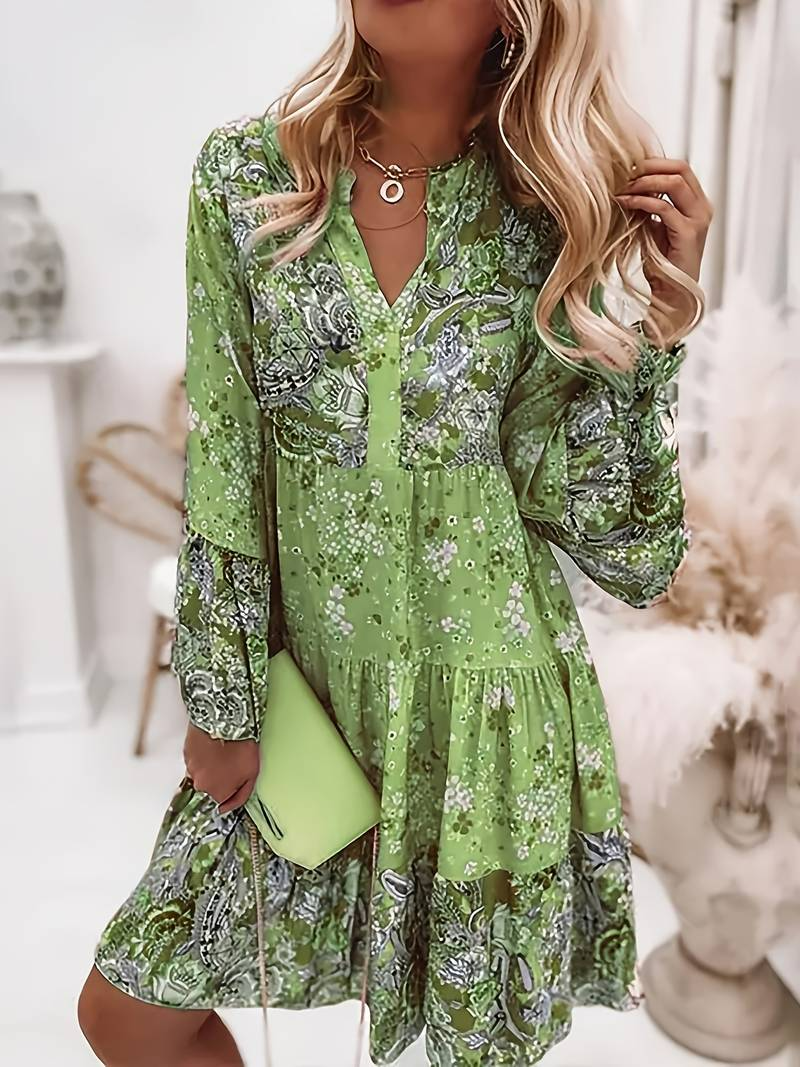 Benedetta - Korte damesjurk met bloemenprint en volantdetails