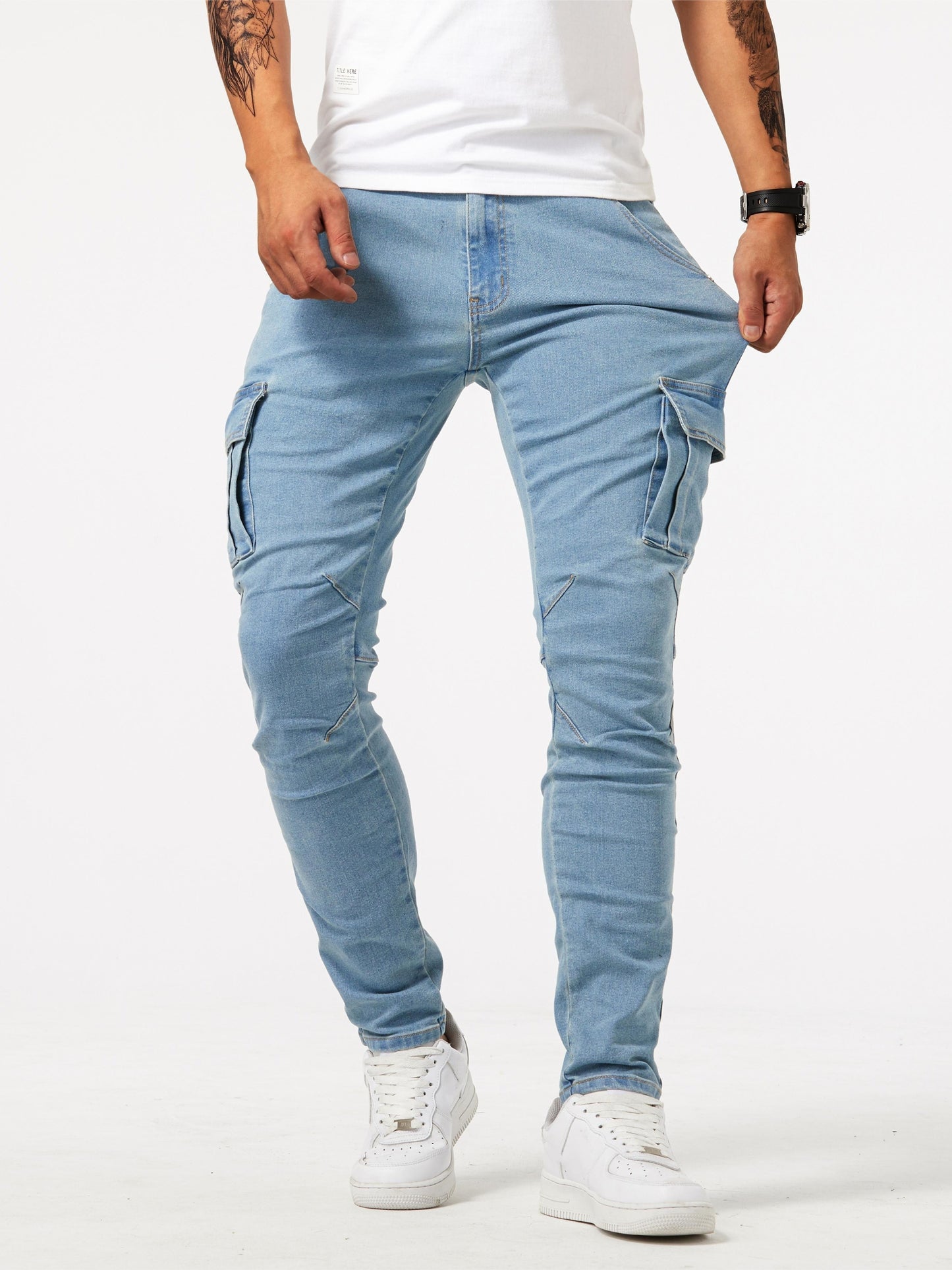 Julio - Streetstyle High Stretch Cargo Jeans voor Mannen met Meerdere Zakken