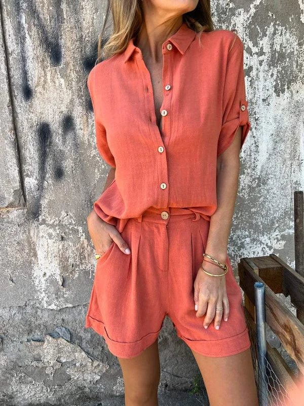 Clothilde - Tweedelige zomerset met blouse en short voor dames