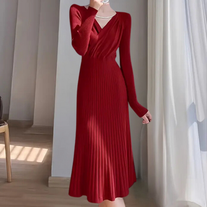 Tindra | Elegante geribde wikkel midi-jurk