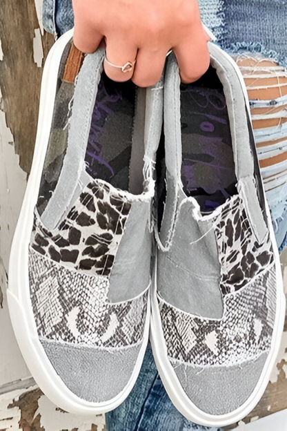 Florencia - Dames slip-on sneaker met speels patchwork ontwerp
