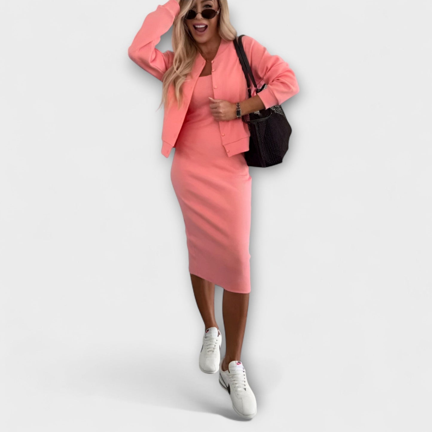 Herminia - Dames midi bodycon jurk met bijpassend jack