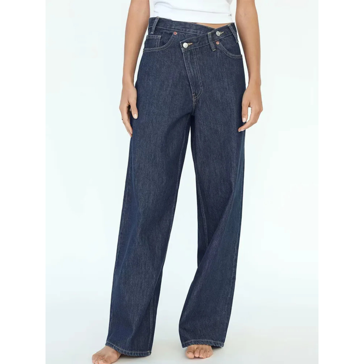 Nonna - Baggy jeans met kromme taille donker denim