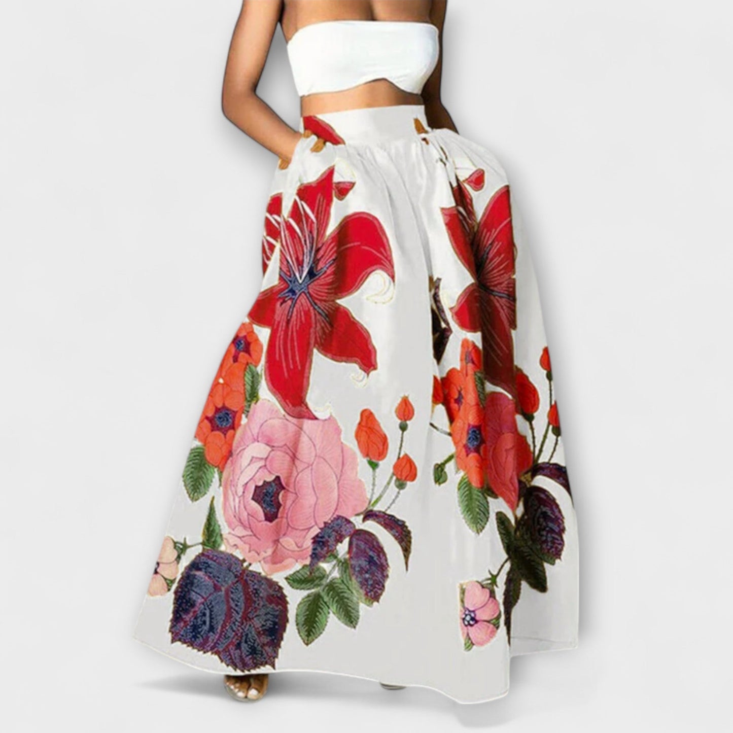Brisa - Hoge taille maxi rok met volumineuze A-lijn