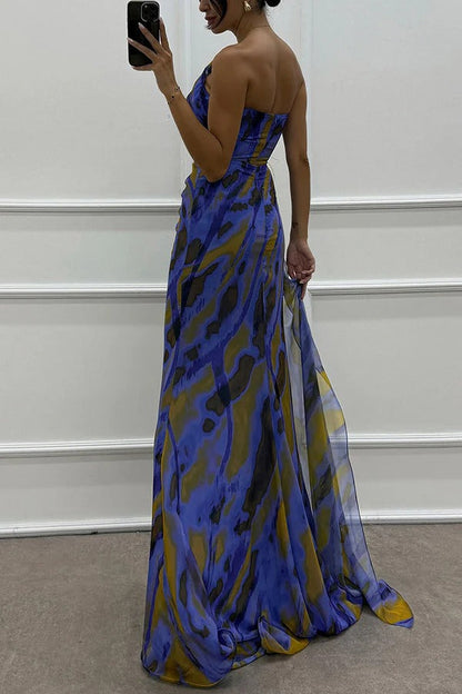 Evanthe - Asymmetrische maxi jurk met hoge split
