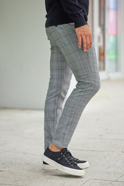 Romulus - Geruite slim-fit broek