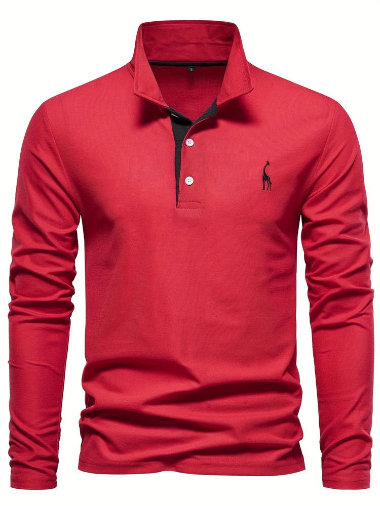 Fredrick - Lange mouwen poloshirt met contrasterende afwerking