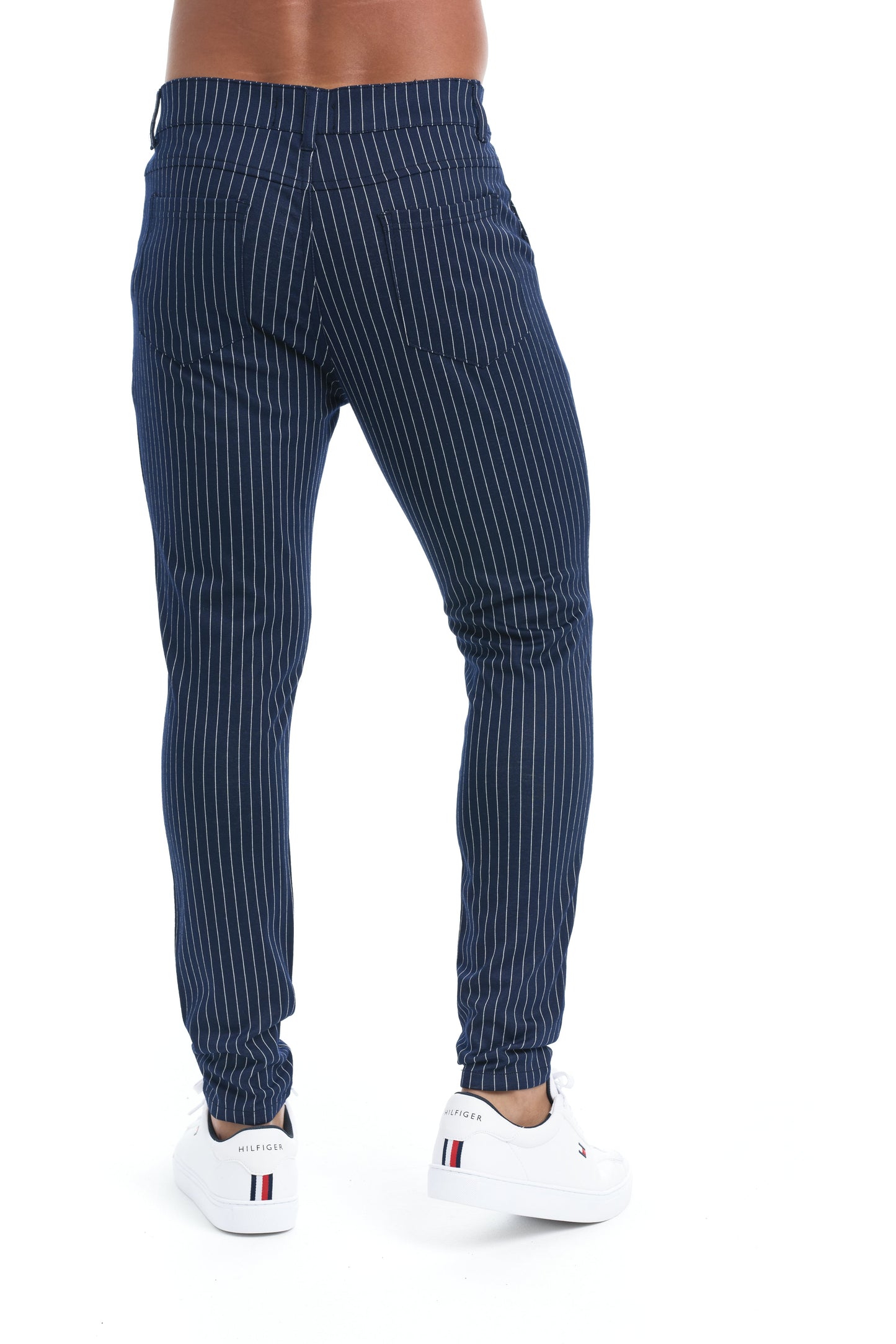 Deonte - Krijtstreep slim-fit broek