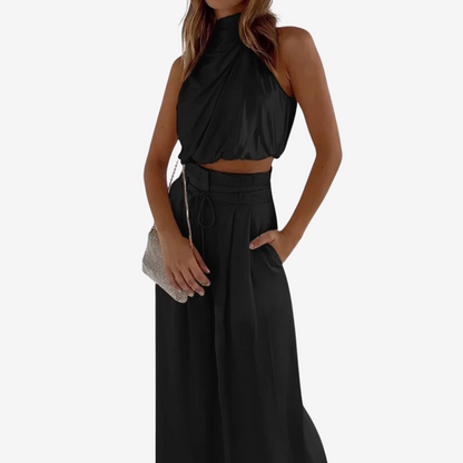 Tuva - Dames co-ord set met haltertop en wijde broek