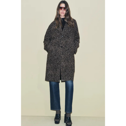 Marga - Luipaard Luxe lange wollen damesjas
