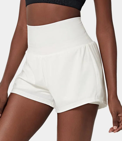 Dora - Dames sportshort met hoge taille en binnenbroek met zak