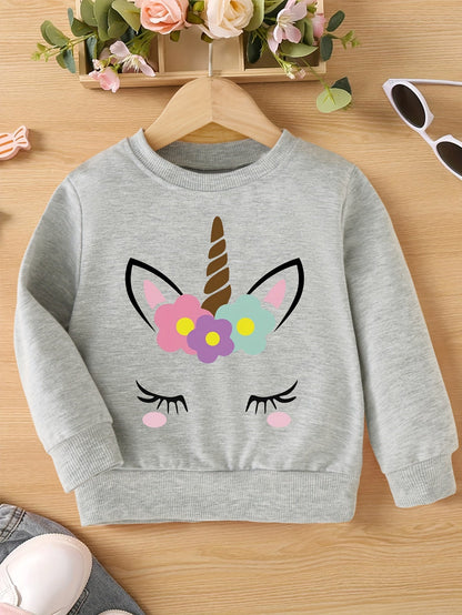 Meisjes sweatshirt met eenhoornprint en ronde hals - Halina