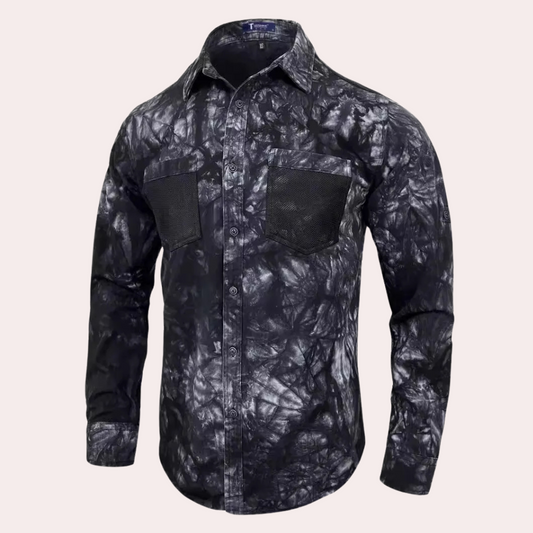 Renzo - Herenoverhemd met lange mouwen en abstracte print