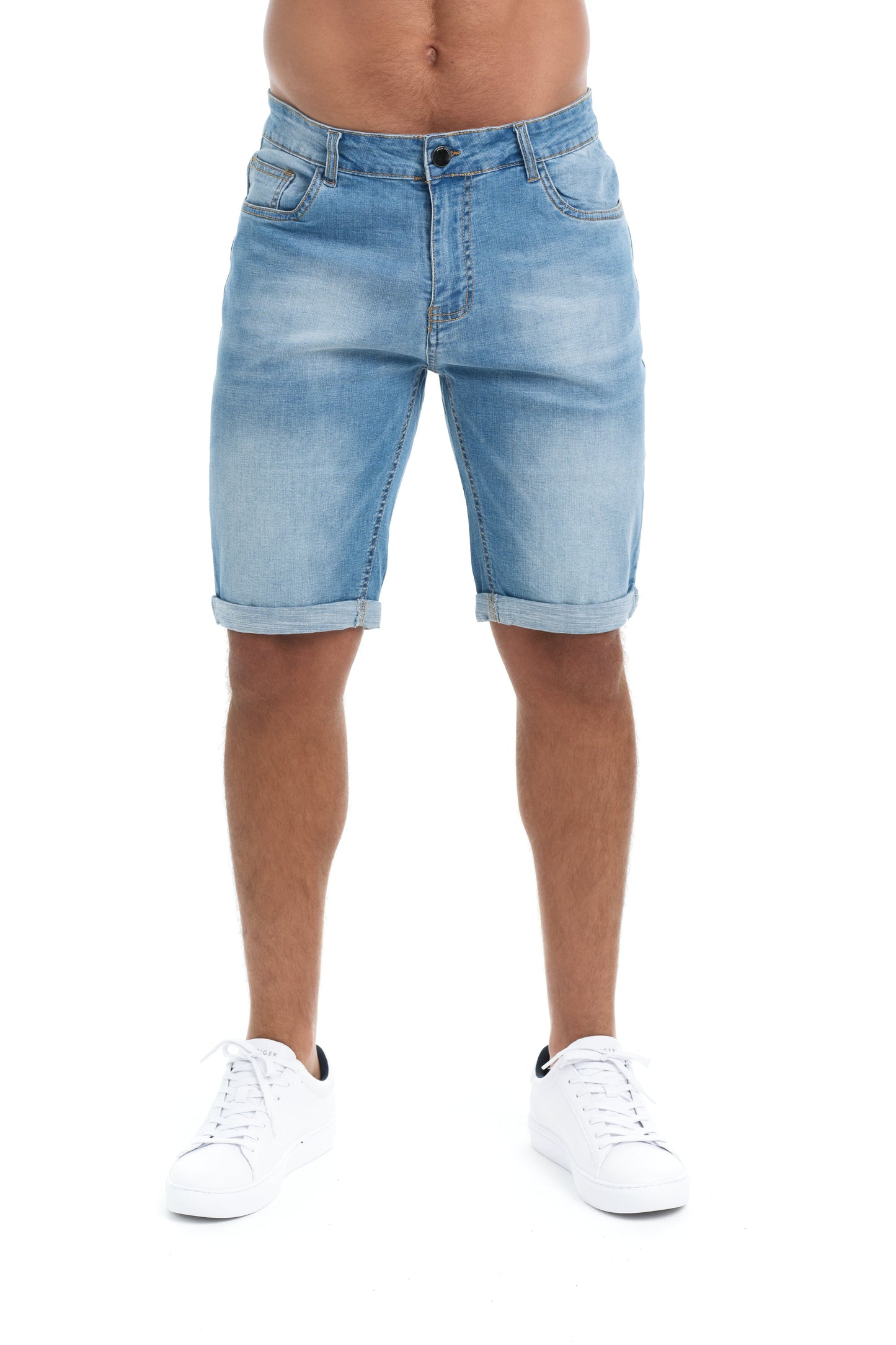 Bravo - Heren slim-fit denim short met omgeslagen zoom