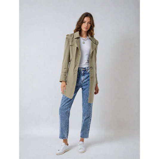 Modern uitgesneden trenchcoat dames