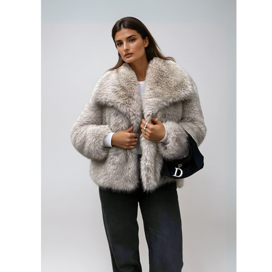 Luxueuze Faux Fur Jas met Volumineuze Kraag