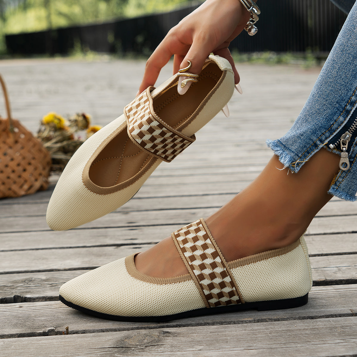Tamara - Puntige dames ballerina met stretchband