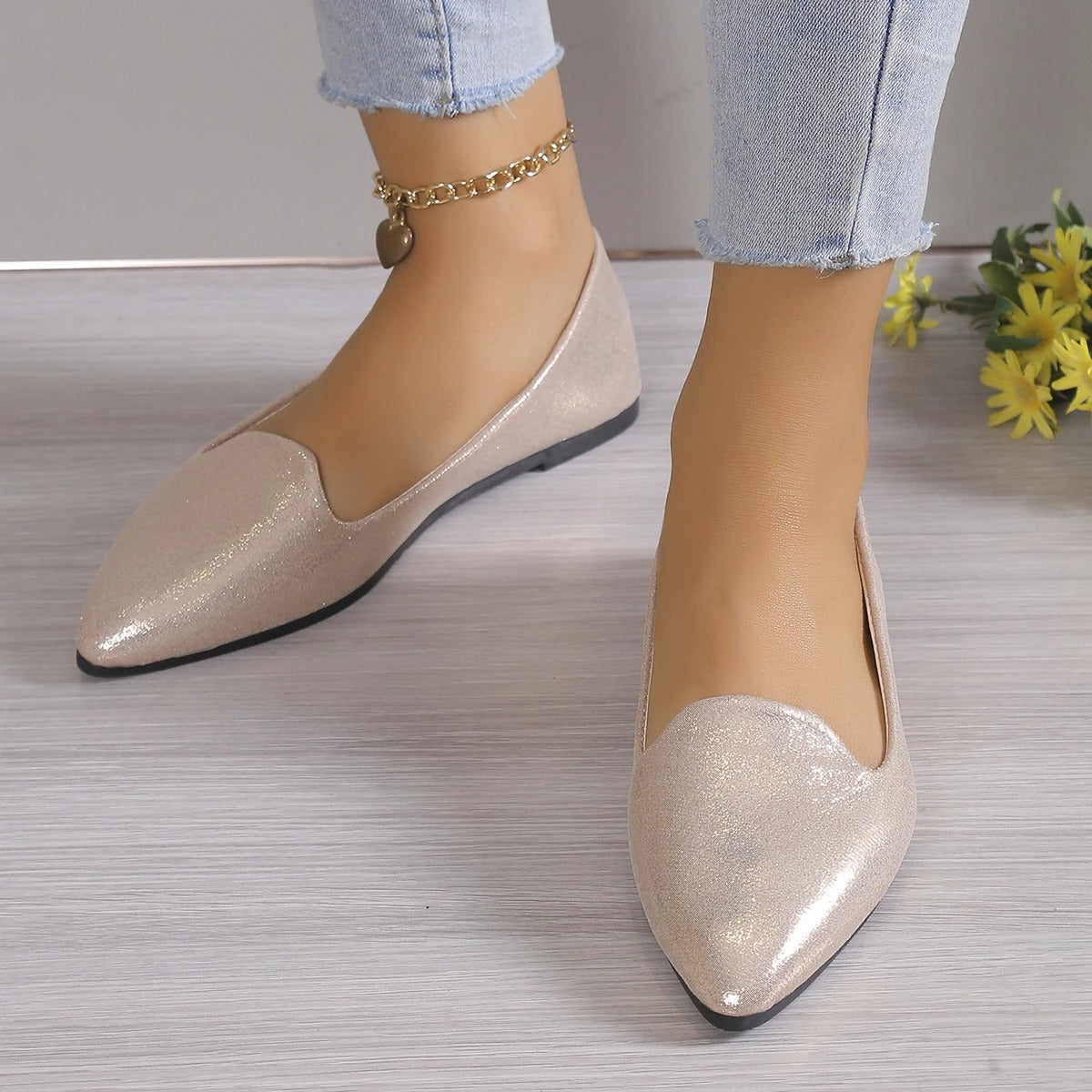 Dayanara - Dames ballerina’s met spitse neus en lage instap