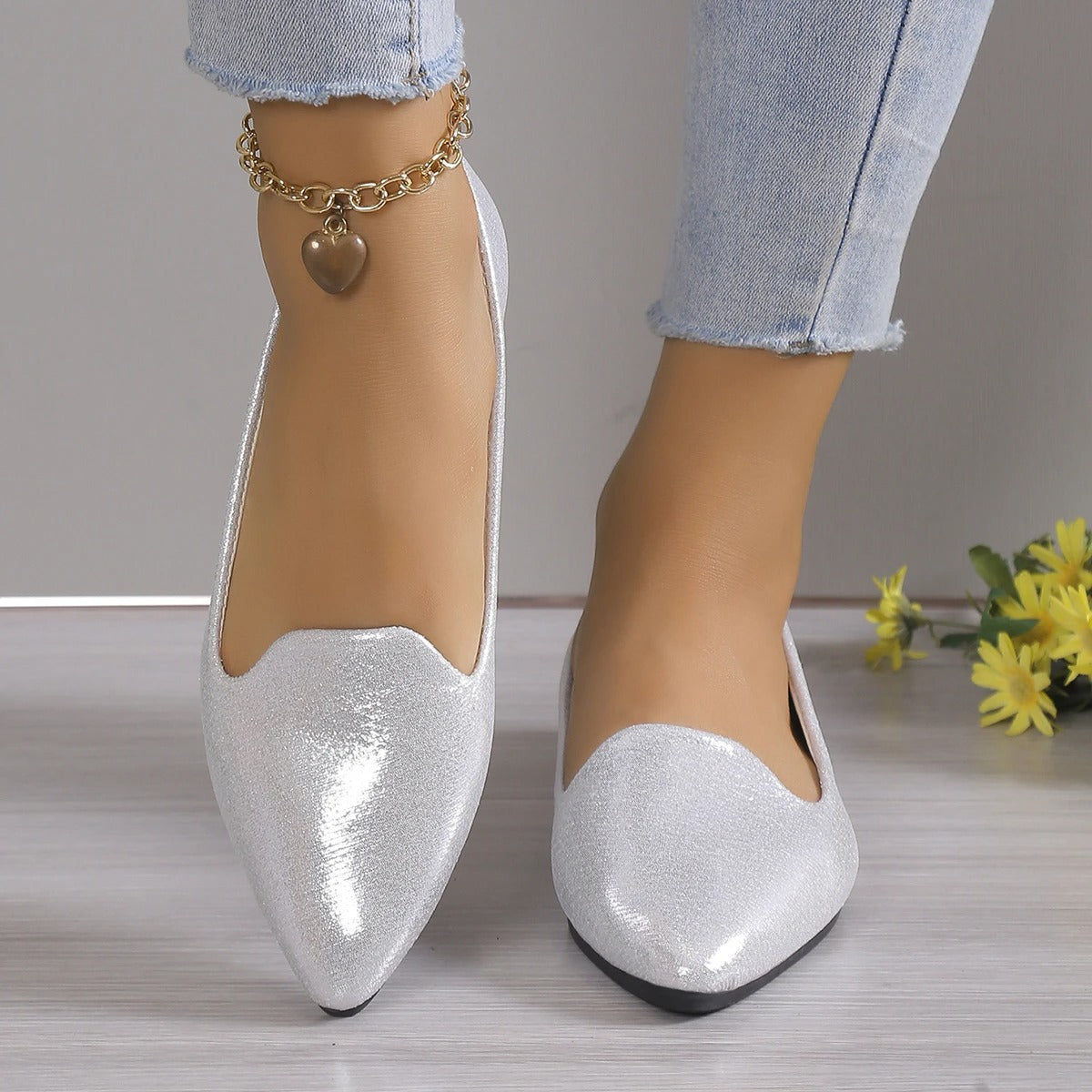 Dayanara - Dames ballerina’s met spitse neus en lage instap