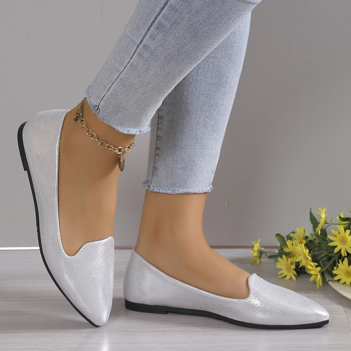 Dayanara - Dames ballerina’s met spitse neus en lage instap