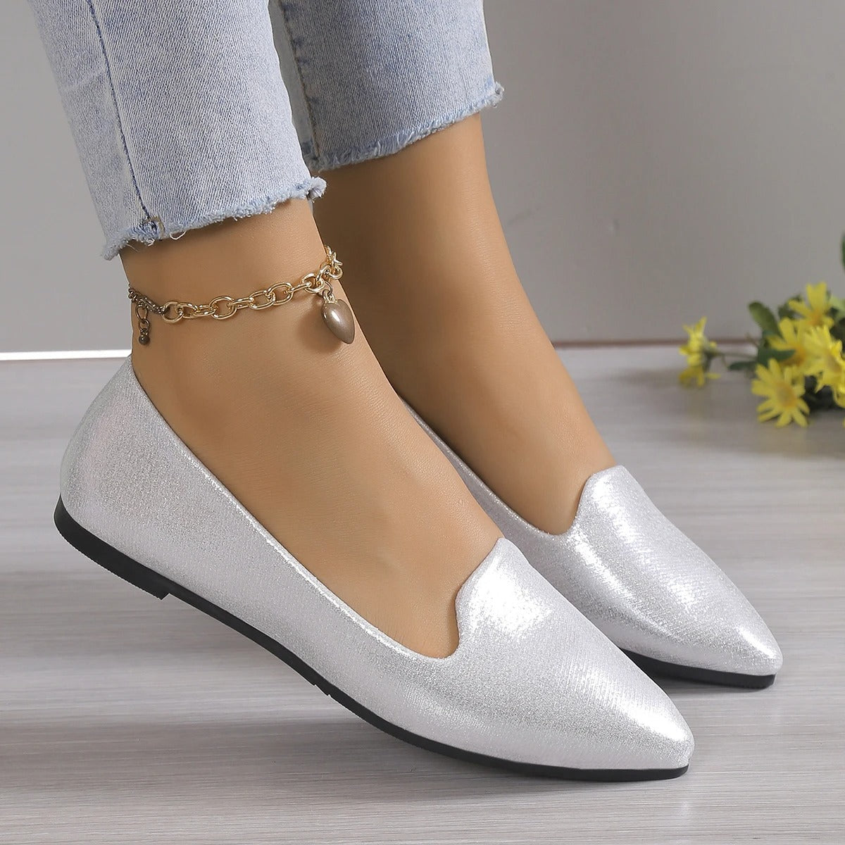 Dayanara - Dames ballerina’s met spitse neus en lage instap