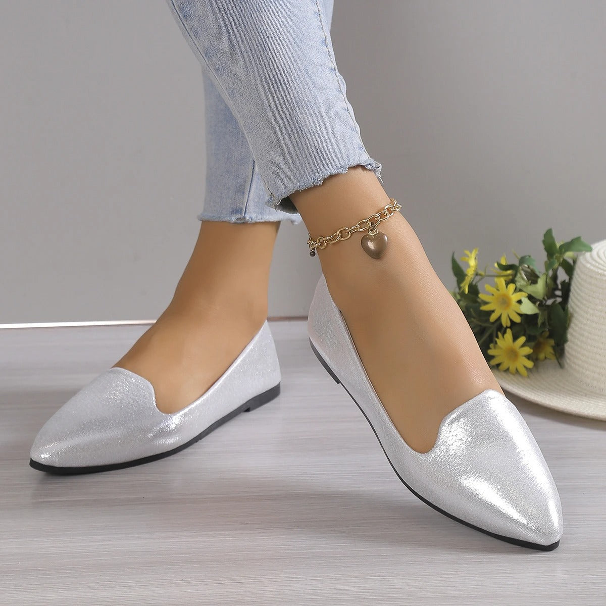 Dayanara - Dames ballerina’s met spitse neus en lage instap