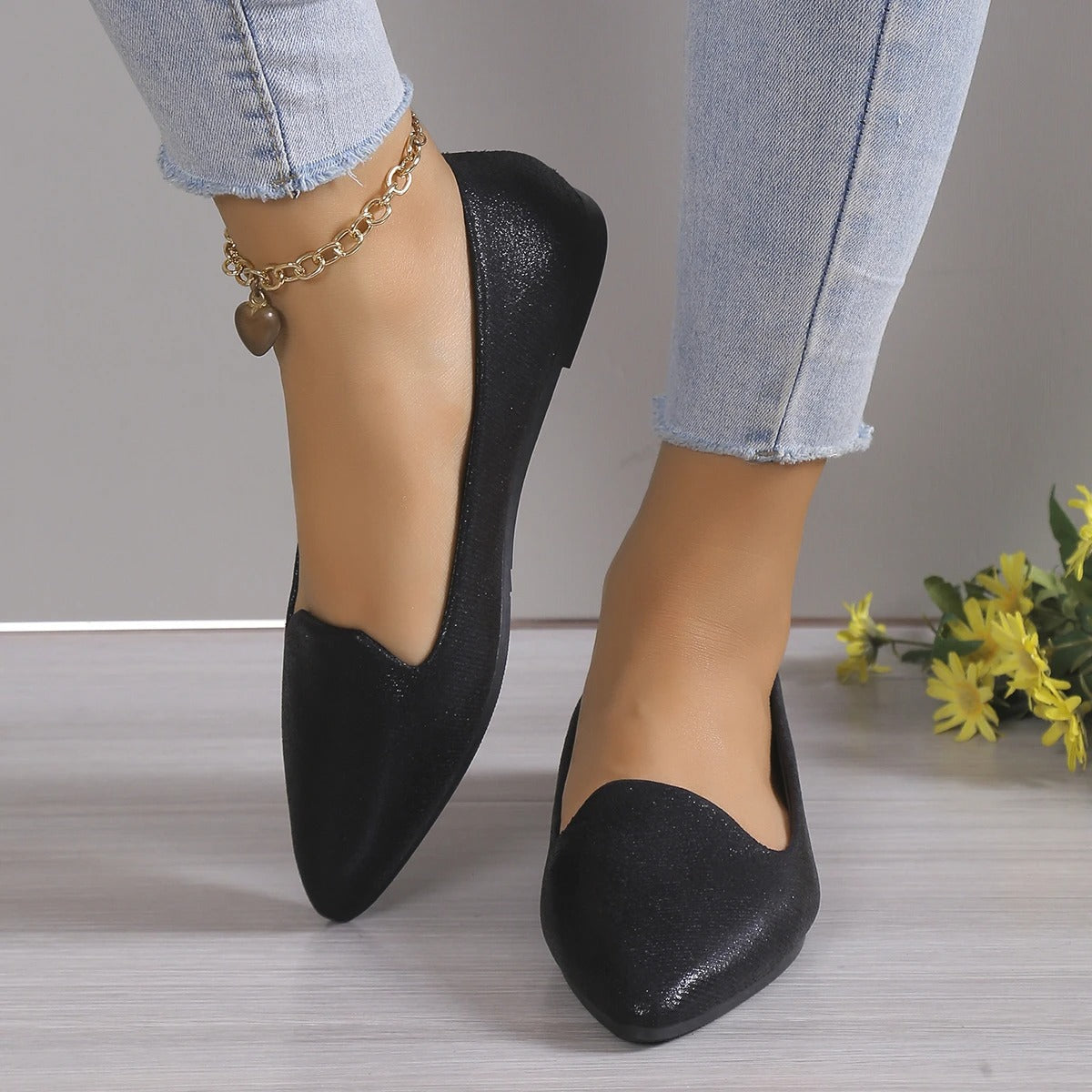 Dayanara - Dames ballerina’s met spitse neus en lage instap