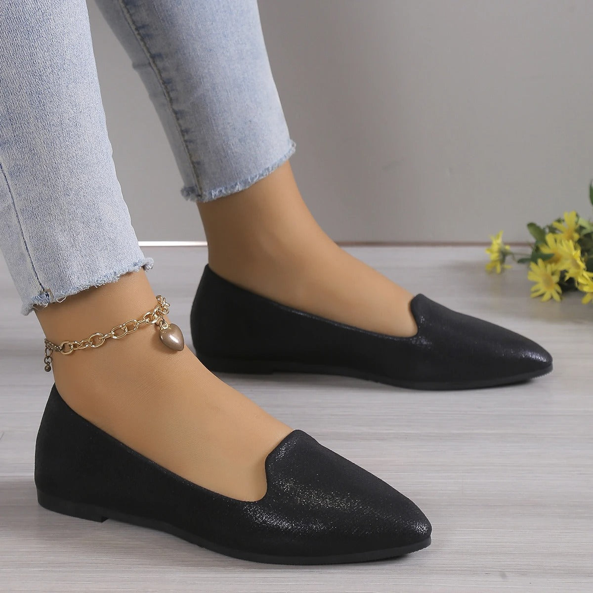 Dayanara - Dames ballerina’s met spitse neus en lage instap