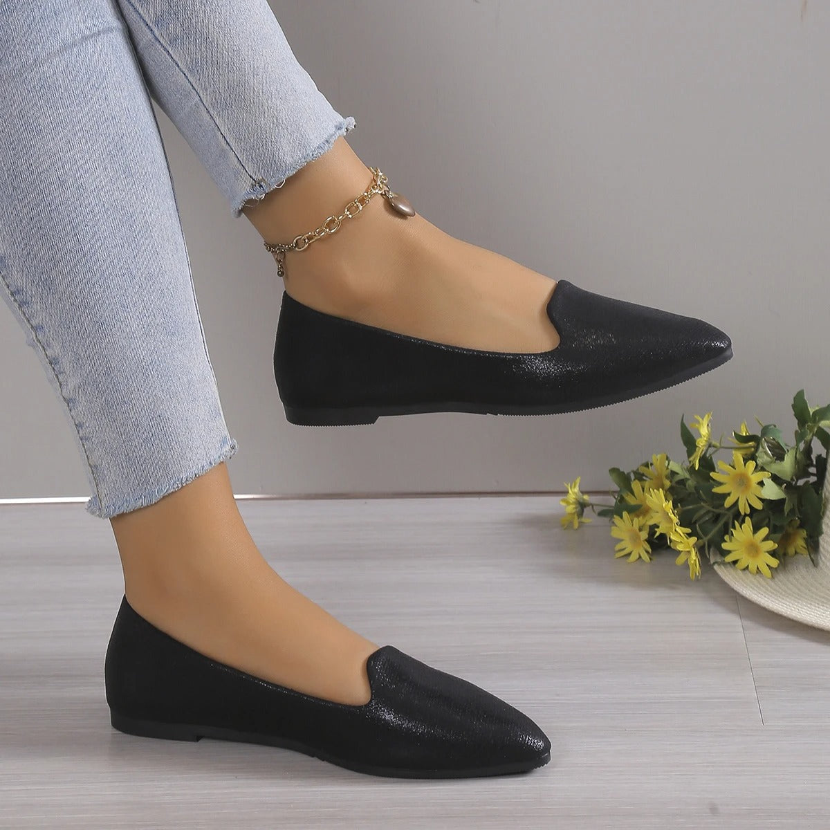 Dayanara - Dames ballerina’s met spitse neus en lage instap