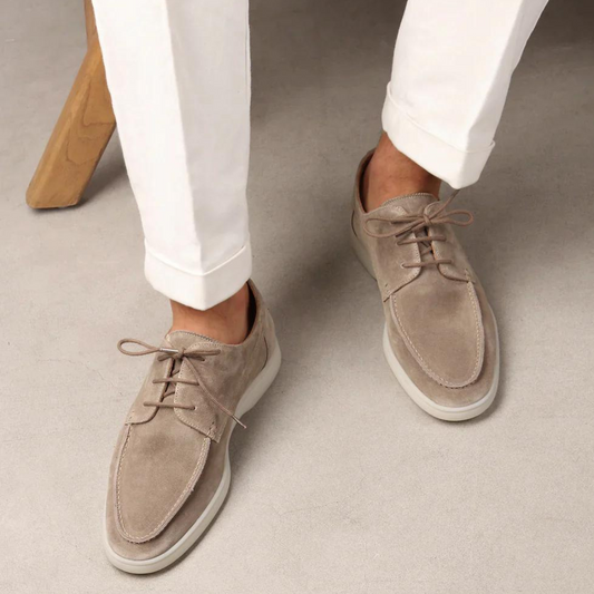 Odo - Leren veterschoen met suède look voor heren