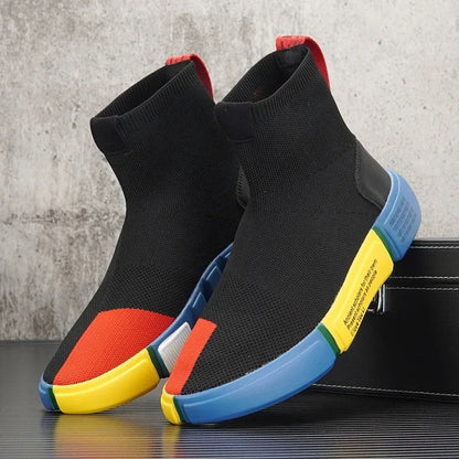 Corrado - Herensneakers met sokdesign en kleurrijke zoolaccenten