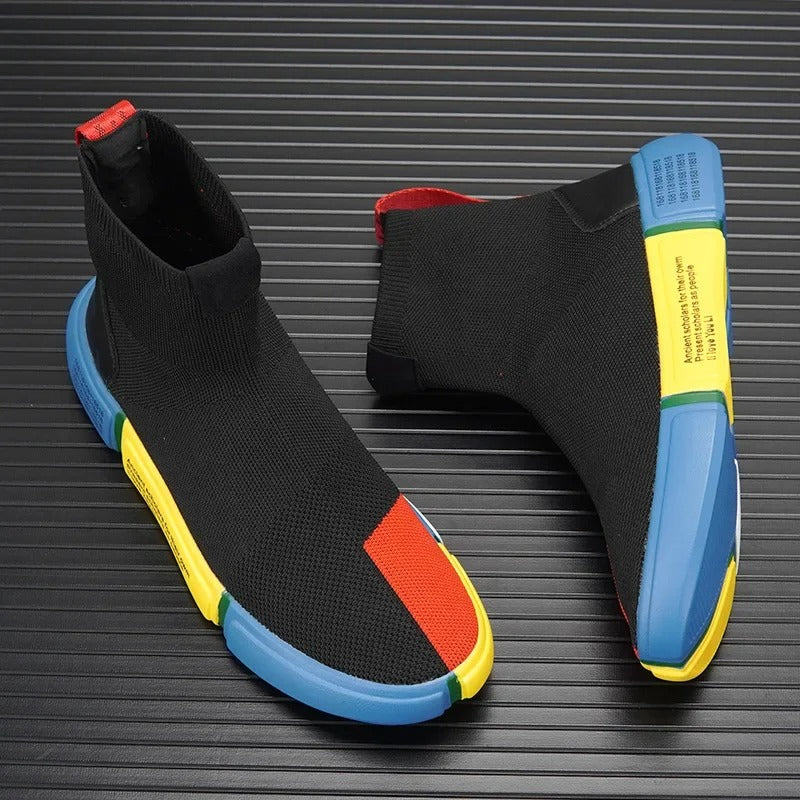 Corrado - Herensneakers met sokdesign en kleurrijke zoolaccenten