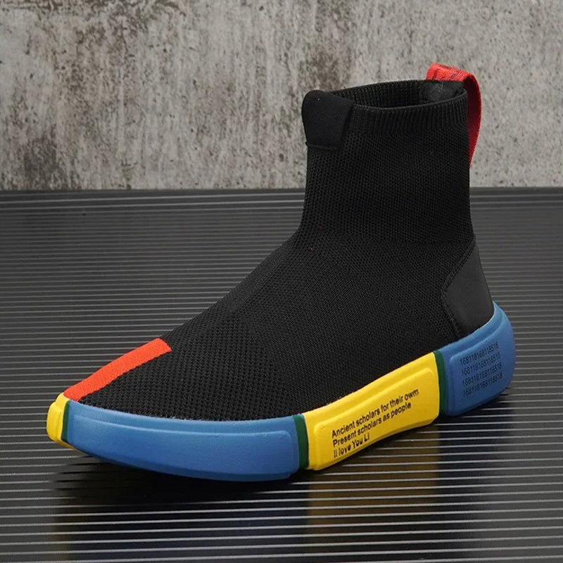 Corrado - Herensneakers met sokdesign en kleurrijke zoolaccenten