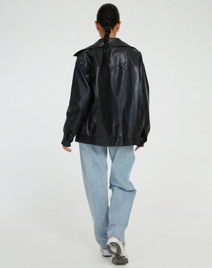 Saffron - Casual oversized leren jack voor vrouwen