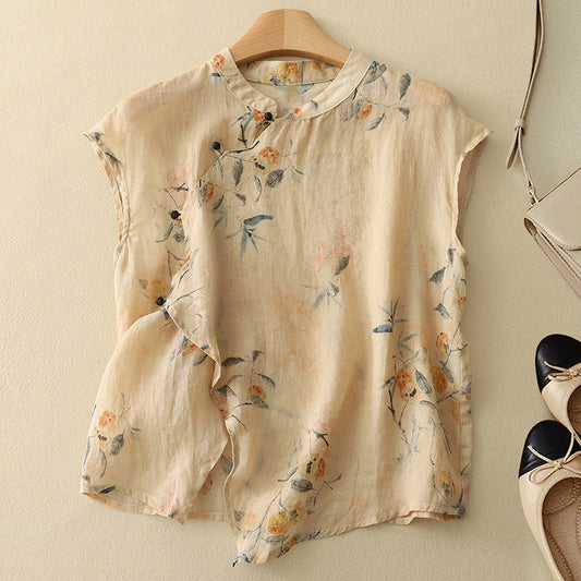 Ainhoa - Luchtige dames top met asymmetrische knoopdetails