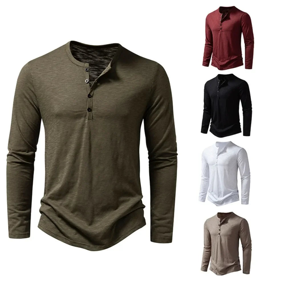 Alfric - Heren longsleeve shirt met knoopsluiting
