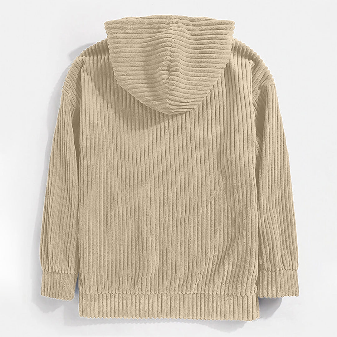 Bailee - Corduroy hoodie met voorzak en trekkoord