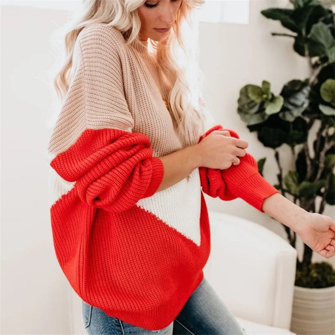 Braelyn - Casual color-block trui met een ontspannen pasvorm