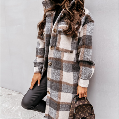 Letisha - Casual lange jas met knoopsluiting en oversized pasvorm