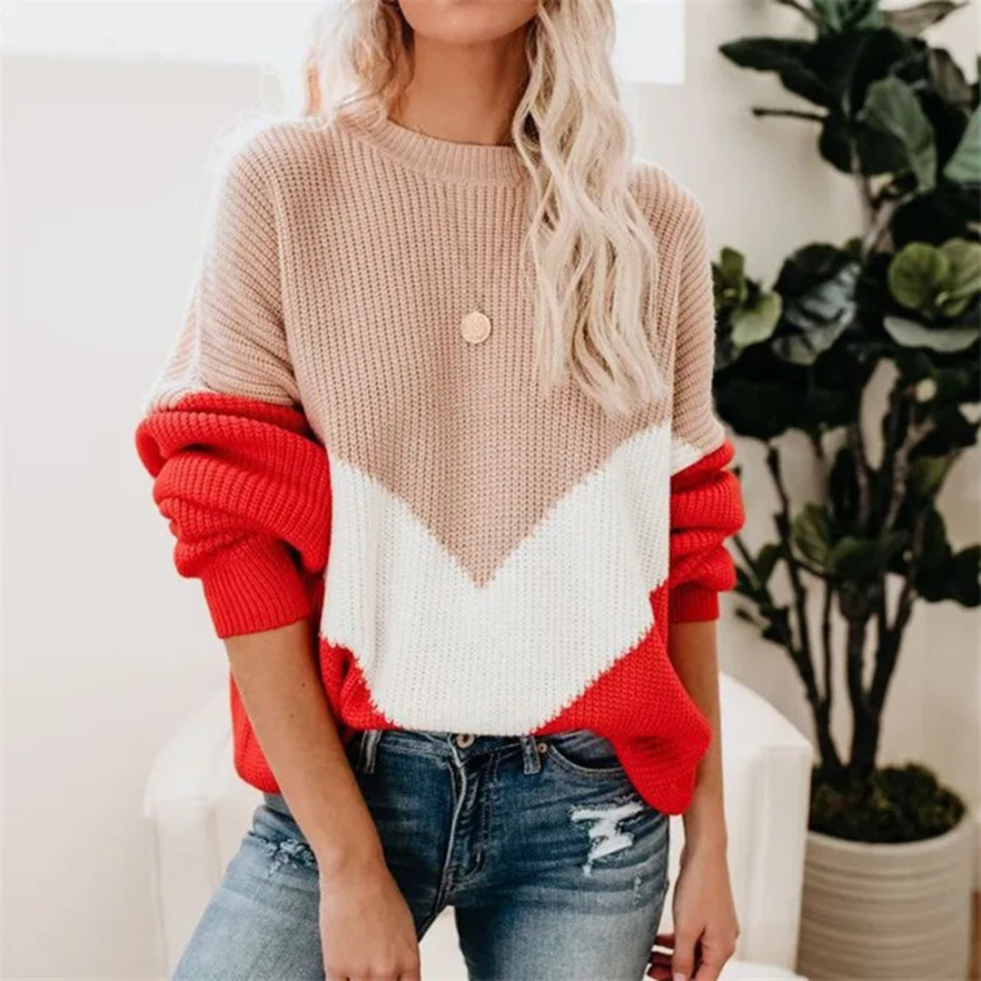 Braelyn - Casual color-block trui met een ontspannen pasvorm