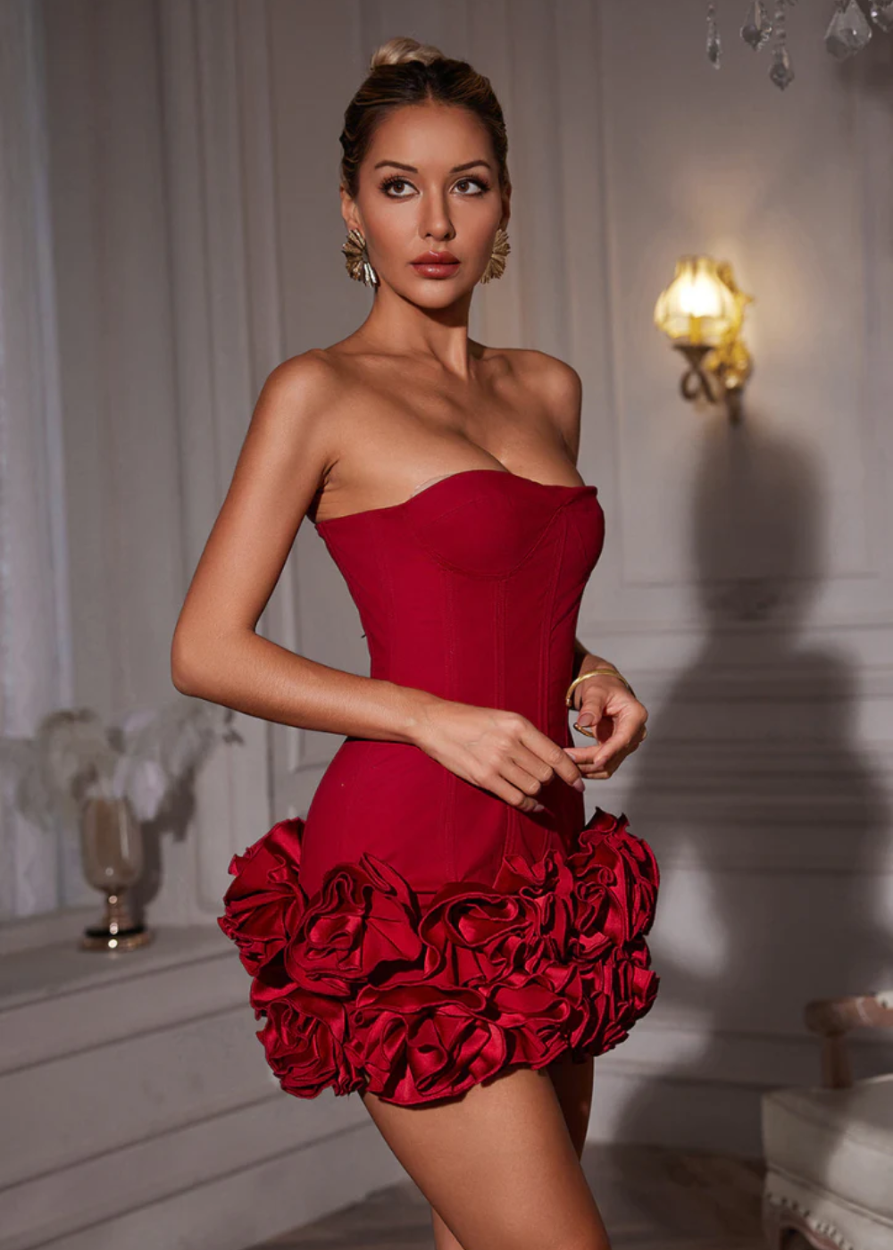 Nyssa - Strapless mini-jurk met gestructureerd lijfje
