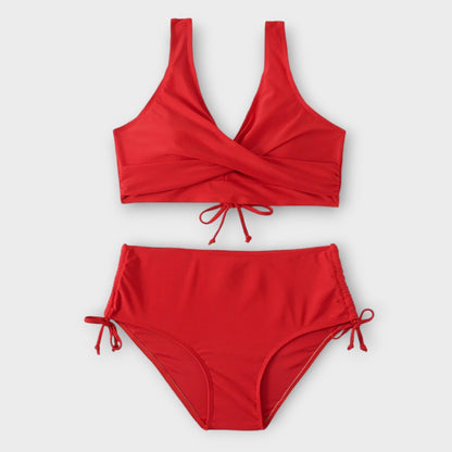 Beatrice - Dames bikini met overslagtop en hoge taille slip
