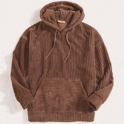 Bailee - Corduroy hoodie met voorzak en trekkoord