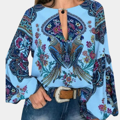 Farah - Dames blouse met open hals en volumemouwen